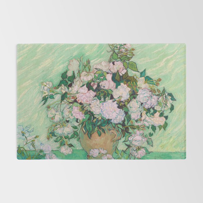 Pink Roses Van Gogh Rug Gallery Image 2