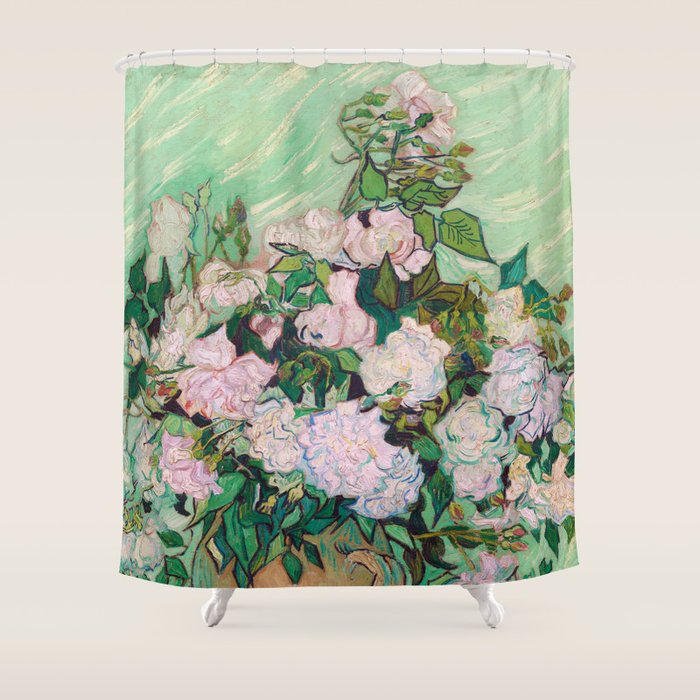 Pink Roses Van Gogh Shower Curtain Gallery Image 1