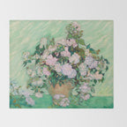 Pink Roses Van Gogh Throw Blanket Gallery Image 2