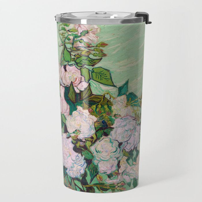 Pink Roses Van Gogh Travel Mug Gallery Image 2