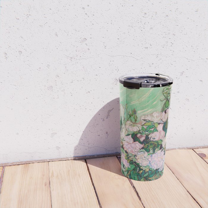 Pink Roses Van Gogh Travel Mug Gallery Image 4