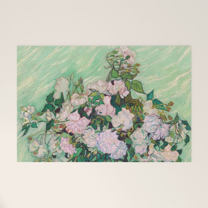 Pink Roses Van Gogh Welcome Mat Gallery Image 1