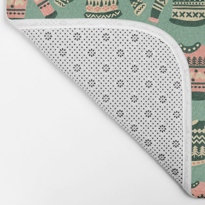Christmas Sweaters - Vintage Blush Mint Palette Bath Mat Gallery Image 2
