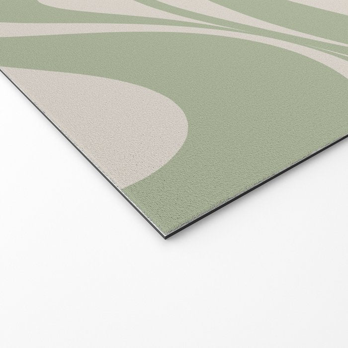 New Groove Retro Swirl Abstract Pattern in Sage and Beige Welcome Mat Gallery Image 2