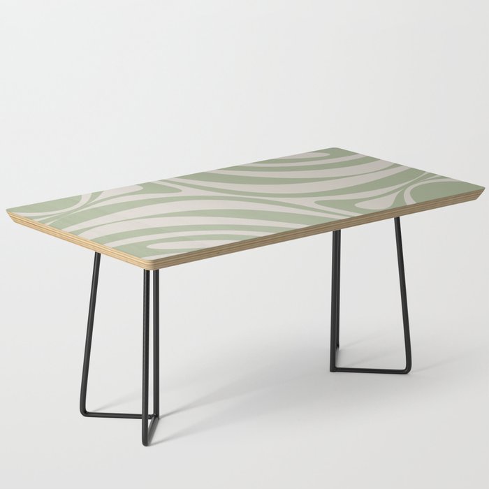 New Groove Retro Swirl Abstract Pattern in Sage and Beige Coffee Table Gallery Image 1