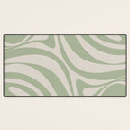 New Groove Retro Swirl Abstract Pattern in Sage and Beige Desk Mat Gallery Image 3