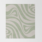 New Groove Retro Swirl Abstract Pattern in Sage and Beige Throw Blanket Gallery Image 2