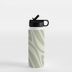 New Groove Retro Swirl Abstract Pattern in Sage and Beige Water Bottle Gallery Image 1
