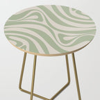 New Groove Retro Swirl Abstract Pattern in Sage and Beige Side Table Gallery Image 2