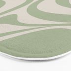 New Groove Retro Swirl Abstract Pattern in Sage and Beige Bath Mat Gallery Image 3