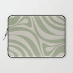 New Groove Retro Swirl Abstract Pattern in Sage and Beige Laptop Sleeve Gallery Image 1