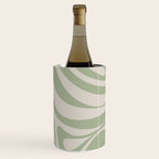 New Groove Retro Swirl Abstract Pattern in Sage and Beige Wine Chiller Gallery Image 3