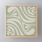 New Groove Retro Swirl Abstract Pattern in Sage and Beige Mini Art Print Gallery Image 1