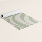 New Groove Retro Swirl Abstract Pattern in Sage and Beige Yoga Mat Gallery Image 2