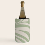 New Groove Retro Swirl Abstract Pattern in Sage and Beige Wine Chiller Gallery Image 2