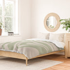 New Groove Retro Swirl Abstract Pattern in Sage and Beige Duvet Cover Gallery Image 2