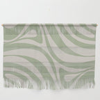 New Groove Retro Swirl Abstract Pattern in Sage and Beige Wall Hanging Gallery Image 1