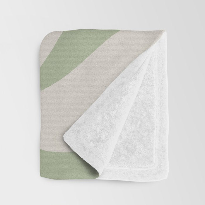 New Groove Retro Swirl Abstract Pattern in Sage and Beige Throw Blanket Gallery Image 3