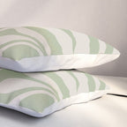 New Groove Retro Swirl Abstract Pattern in Sage and Beige Pillow Sham Gallery Image 3
