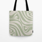 New Groove Retro Swirl Abstract Pattern in Sage and Beige Tote Bag Gallery Image 1