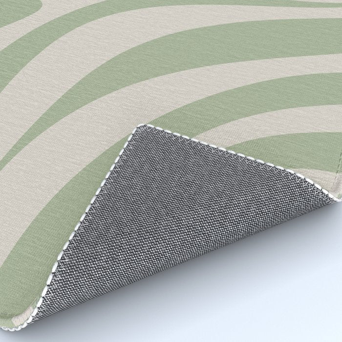 New Groove Retro Swirl Abstract Pattern in Sage and Beige Rug Gallery Image 4