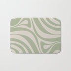 New Groove Retro Swirl Abstract Pattern in Sage and Beige Bath Mat Gallery Image 1