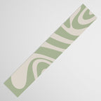 New Groove Retro Swirl Abstract Pattern in Sage and Beige Table Runner Gallery Image 3