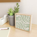 New Groove Retro Swirl Abstract Pattern in Sage and Beige Mini Art Print Gallery Image 2