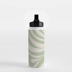 New Groove Retro Swirl Abstract Pattern in Sage and Beige Water Bottle Gallery Image 2