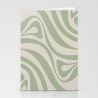 New Groove Retro Swirl Abstract Pattern in Sage and Beige Stationery Card Gallery Image 2