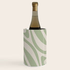 New Groove Retro Swirl Abstract Pattern in Sage and Beige Wine Chiller Gallery Image 1