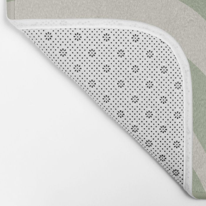 New Groove Retro Swirl Abstract Pattern in Sage and Beige Bath Mat Gallery Image 2