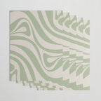New Groove Retro Swirl Abstract Pattern in Sage and Beige Wrapping Paper Gallery Image 3
