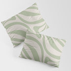 New Groove Retro Swirl Abstract Pattern in Sage and Beige Pillow Sham Gallery Image 3