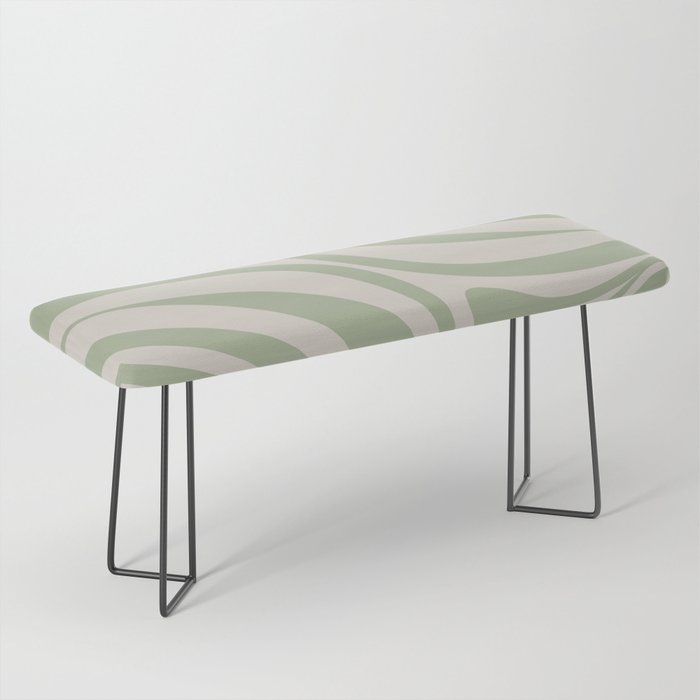 New Groove Retro Swirl Abstract Pattern in Sage and Beige Bench Gallery Image 1