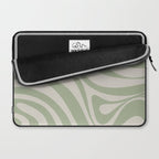 New Groove Retro Swirl Abstract Pattern in Sage and Beige Laptop Sleeve Gallery Image 2