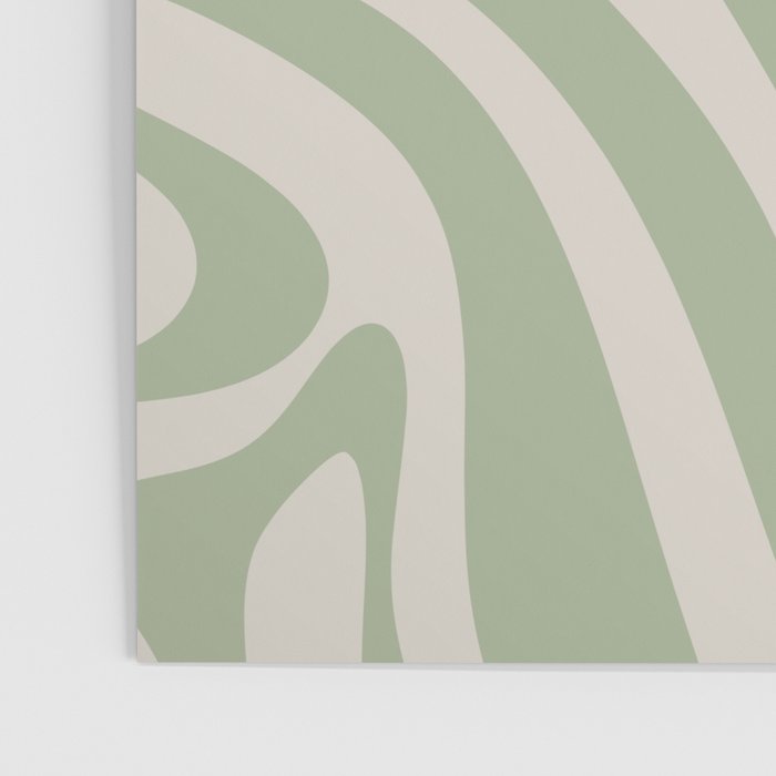 New Groove Retro Swirl Abstract Pattern in Sage and Beige Poster Gallery Image 3