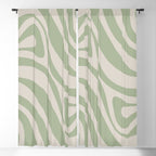 New Groove Retro Swirl Abstract Pattern in Sage and Beige Window Curtain Gallery Image 5