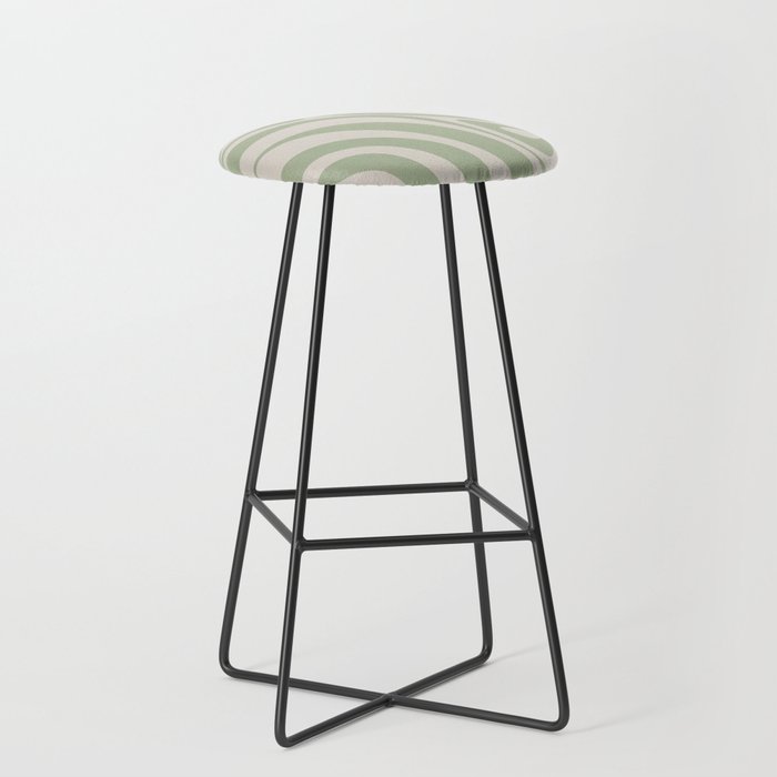 New Groove Retro Swirl Abstract Pattern in Sage and Beige Stool Gallery Image 1
