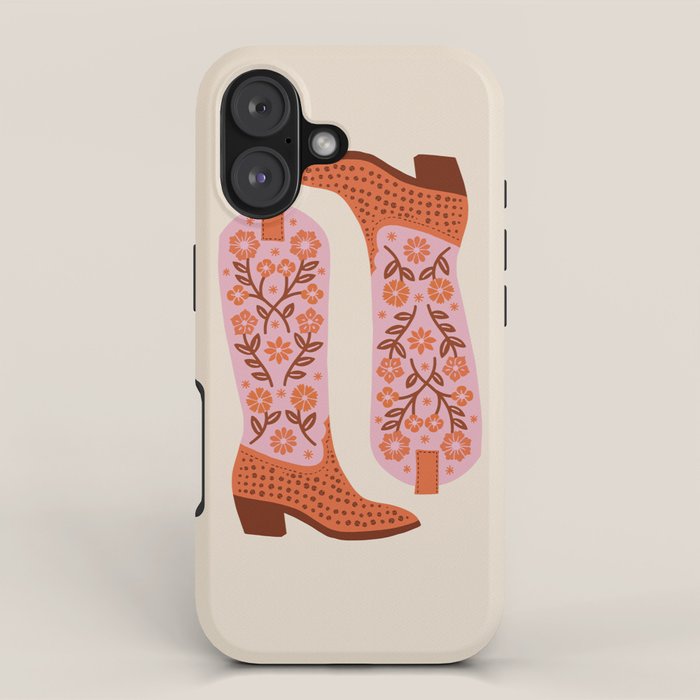 Cowgirl Boots - Pink and Orange iPhone Case Gallery Image 1