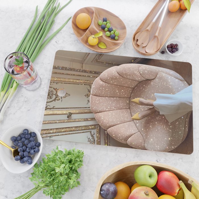 THE WEEKEND | glitter collage artwork by Yana Potter aesthetic | charm| shoes | shiny Cutting Board Gallery Image 2