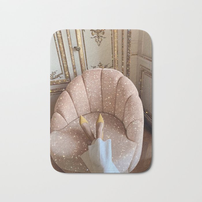 THE WEEKEND | glitter collage artwork by Yana Potter aesthetic | charm| shoes | shiny Bath Mat Gallery Image 1