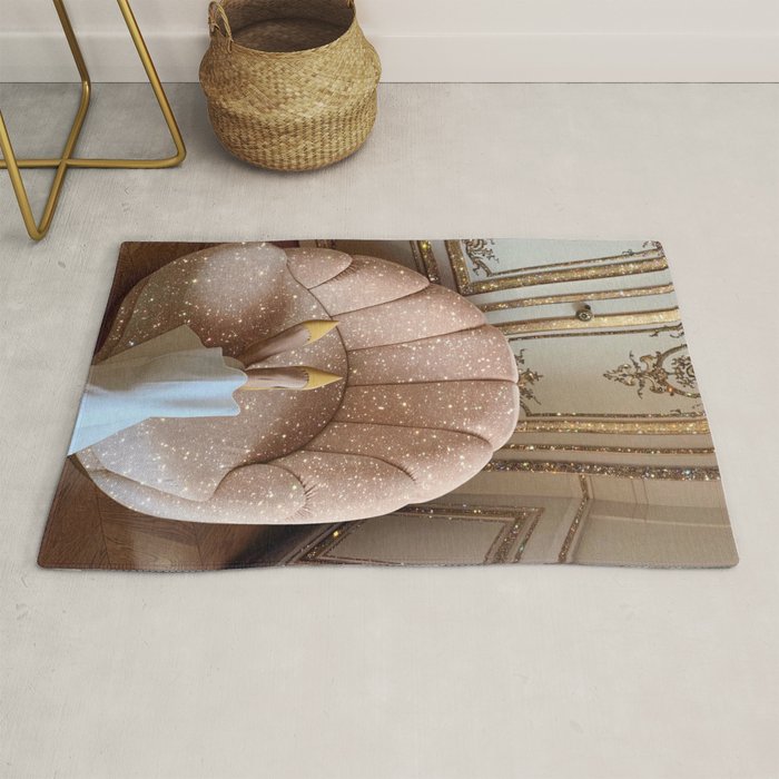 THE WEEKEND | glitter collage artwork by Yana Potter aesthetic | charm| shoes | shiny Rug Gallery Image 1