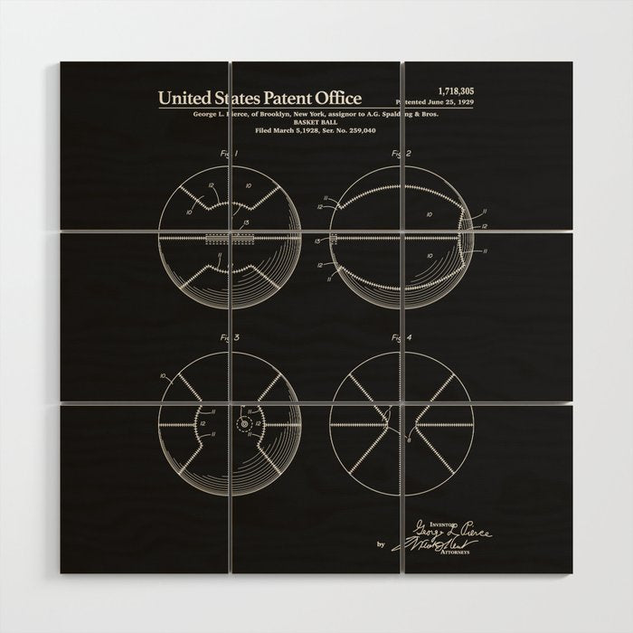 Basketball Patent - Black Wood Wall Art Gallery Image 1