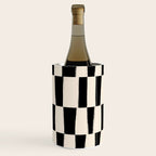 Wave Checks: Noir Black Handpainted Pattern Wine Chiller Gallery Image 3