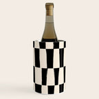 Wave Checks: Noir Black Handpainted Pattern Wine Chiller Gallery Image 2