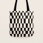 Wave Checks: Noir Black Handpainted Pattern Tote Bag Gallery Image 1