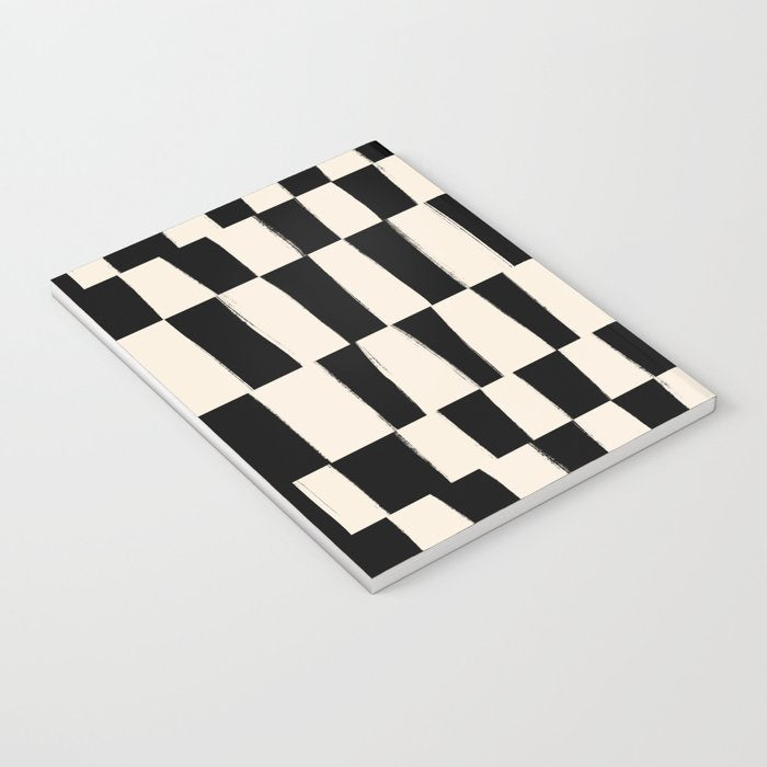 Wave Checks: Noir Black Handpainted Pattern Notebook Gallery Image 3