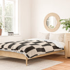 Wave Checks: Noir Black Handpainted Pattern Duvet Cover Gallery Image 2