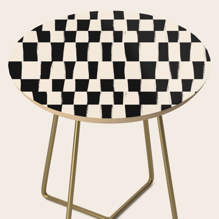 Wave Checks: Noir Black Handpainted Pattern Side Table Gallery Image 2